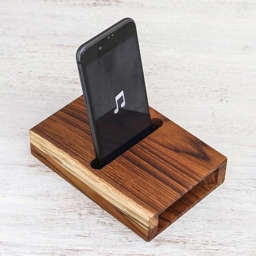 Professional Wood Craft ᵀᴹ Bamboo Mobile Stand Speaker Amplifier | Zero Power Wooden Acoustic Sound Booster | Loud Sound Amplifier Dock with Mobile Stand Holder for Desk, Home & Office 2