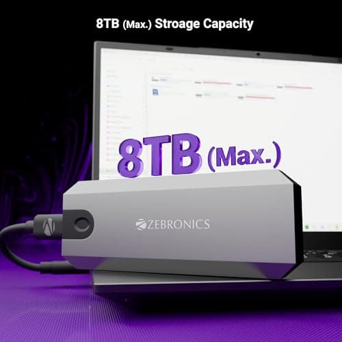 Zebronics M.2 NVMe Enclosure, PCIe 3.0, Max. 8TB Storage, Upto 10Gbps Transfer Speed, Supports 2230/2242/2260/2280, Type-C 3.2 Gen2 Connector, Windows, Mac, Linux Support, Aluminum Case (CN101) 4