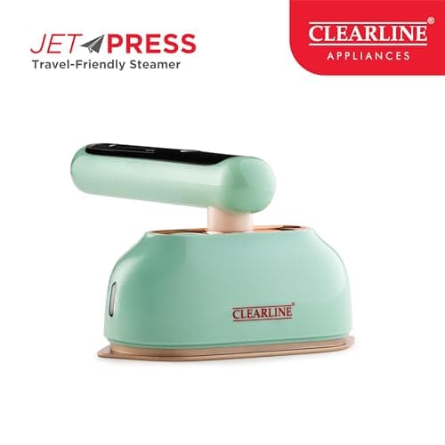 Clearline Jet Press 2-in-1 Portable cum Travel Iron & Fabric Steamer | 1350W Quick Heat-Up | Digital Display | Non-Stick Soleplate | Compact & Lightweight | Ideal for Travel & Daily Use 2