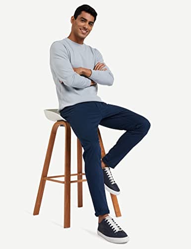 Amazon Brand - Symbol Men's Regular fit Solid Sweatshirt (AW18MNSSW01_Blue Haze_XXL) 3