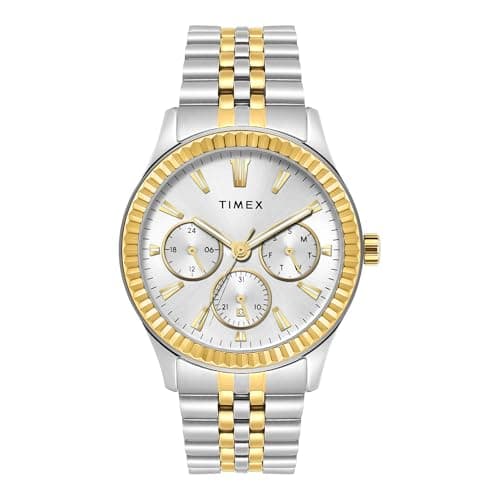 TIMEX Analog Watch for Man with Silver-Tone Round Dial & Silver Stainless Steel Bracelet Band Water Resistant Men's Wrist Watches - TWEG25200