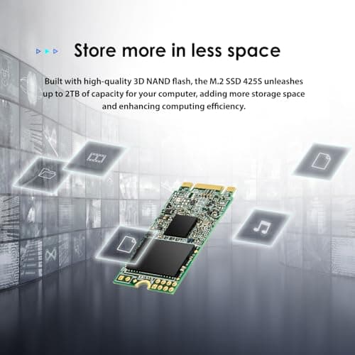 Transcend 1TB M.2 SSD 425S SATA III 6Gb/s M.2 2242 42mm SSD SLC caching and LDPC ECC Mechanism Read/Write Speed up to 550/500 MB/s - TS1TMTS425S 5