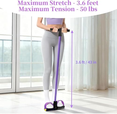 QUXIS 6 Tubes Resistance Band Set, Multi-Color Latex Pedal Exercise Band with Foot Pedal, Portable Home Gym Equipment for Strength Training, Yoga, Full Body Workouts 4