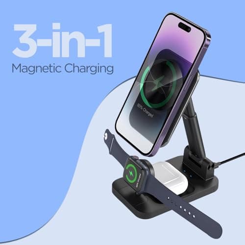 UNIGEN® Magtec 310 | 23W Mag-Safe Wireless Charger [with QC 18W Adapter] | for iPhone 17 16, 15, 14, 13 & 12 Series | iWatch 2 3 4 5 6 SE 7 8 9 | Air-pods 2,3,Pro & Other Qi Devices (Black AD) 2