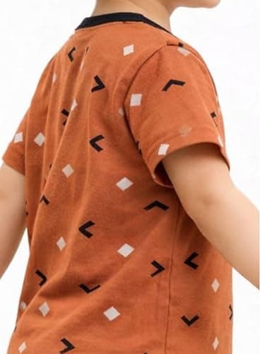 3BROS Baby Boys & Baby Girls Cotton Hosiery Clothing Set Half Sleeves T-shirt with Matching Pants (DB20HS6027_Parent) (Brown, 6-12 Months) 2