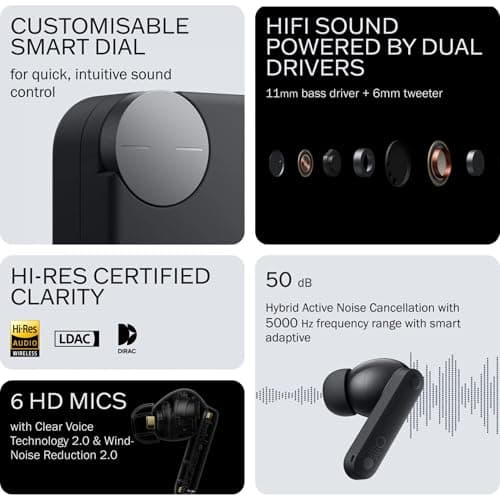 Compatible Earbuds for Nothing Buds with Active Noise Cancellation HD Sound Touch Control & Long Battery Life (Black) 5