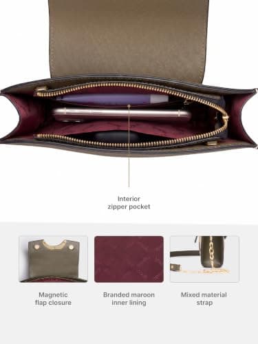 ZOUK Women's Zareen Olive Clutch Bag with Detachable Sling Strap | Vegan Leather | Geometric Gold Jewel-toned Print | Wedding, Party, Formal 4