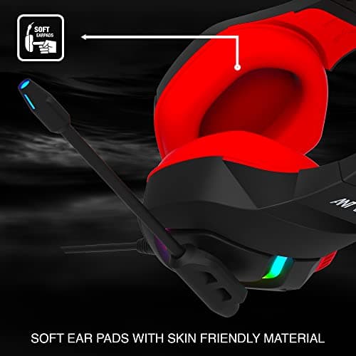 Ant Esports H530 Gaming Headset with Microphone for Pc, Xbox One Series X/s, Ps4, Ps5, Switch, Stereo Wired Noise Cancelling Over-Ear Headphone with Mic, RGB, for Computer, Laptop, Mac, Nintendo-Red 6