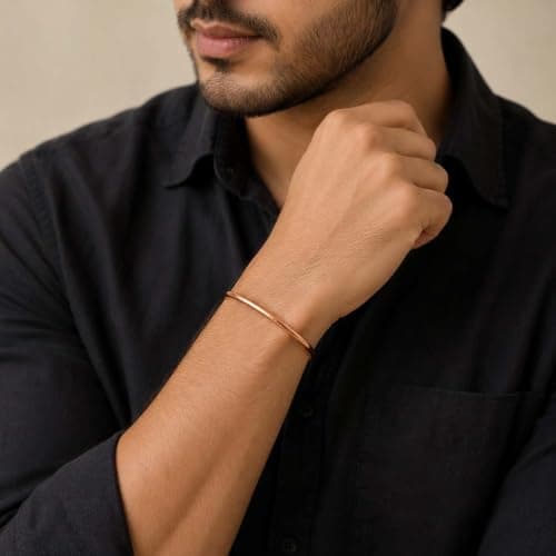 SHINDE EXPORTS Pure Copper Bracelet for Men & Women | Handmade Copper Kada | Adjustable Open Cuff Bangle | 3.5 mm Copper Rod | 6.7 cm Inner Diameter | Lightweight 20 g Copper Wrist Bracelet | Made in  4