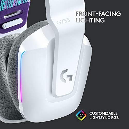 Logitech G733 Lightspeed Wireless Gaming Headset with Suspension Headband, LIGHTSYNC RGB, Blue VO!CE mic Technology and PRO-G Audio Drivers - White 4