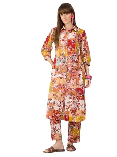 INDO ERA Women Multi Pure Cotton Co-Ord Set | Kurta Pant Set for Casual Wear,IESTR11881M | Co Ord Set For Women Stylish |