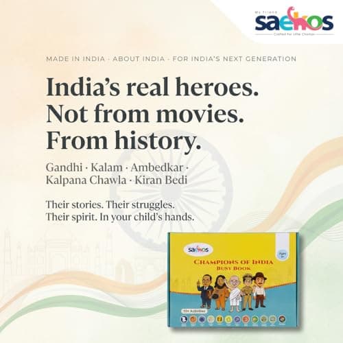 SAEKOS Champions of India Busy Book for Kids Age 3-6 | Montessori Educational Activity Book | STEM Learning Toy | Preschool Quiet Book | Life Skills & Fine Motor Skills Development | Screen-Free Reusa 4