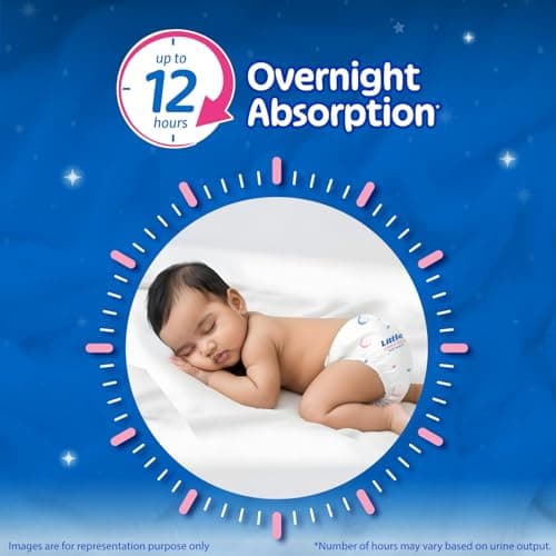 Little's Baby Diapers M Size (Medium) Pants Style | 7-12 kg |102 Count | Comfy Nights Baby Diaper Pants with Leakage Guard & Upto 12 Hours Absorption (34 Count, Pack of 3) 3