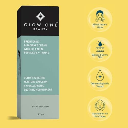 Glow One Beauty Brightening & Radiance Cream with Collagen, Peptides & Vitamin C | Ultra Hydrating Moisture Emulsion for All Skin Types | 50 g 2