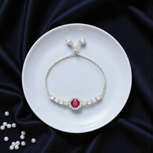 ACCESSHER Women's & Girls Silver Plated Violet Marquise Crystal Adjustable Bracelet, Stylish Bangle Charm Chain Bracelet Gift For Birthday, Valentine's & Friendship 3