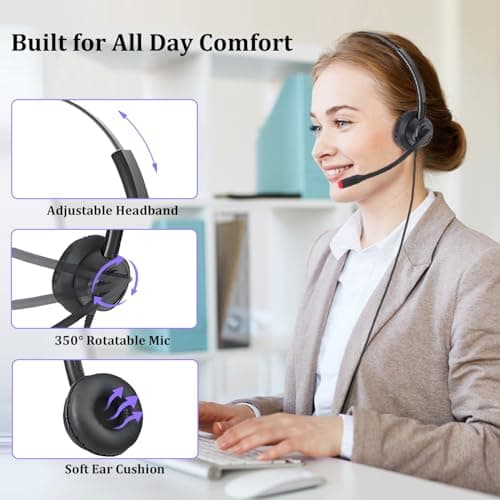 Xintronics USB Headphones with Microphone, USB Headset with ENC Dual Noise Cancelling Mic, On-Ear Wired Headphones for Computer PC Laptop Mac Work from Home Teams Zoom 4