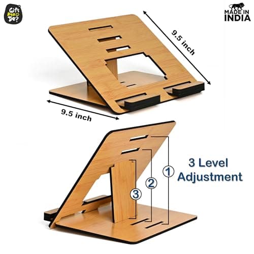 GKD Portable Laptop Stand Compatible with MacBook Apple dell xps hp Lenovo asus Premium Laptop Stand Wooden for Desk Ergonomic Sturdy Lightweight Friendship Gifts Gifts (Bamboo ecofriendly) 2