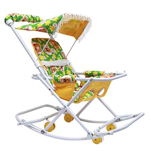 Maanit Baby Stroller Cum Swing for Newborn Baby 0-3 Years Old Kids (Green) 2