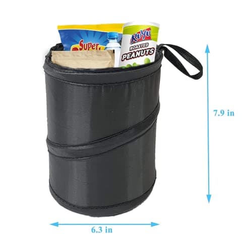 Sulfar Cotton Small Black Car Dustbin, Manual-Lift Mini Car Trash Bags, Car Trash Can Perfect Size Fits for Car - Trash Management for Your Car, Carbon Black 2
