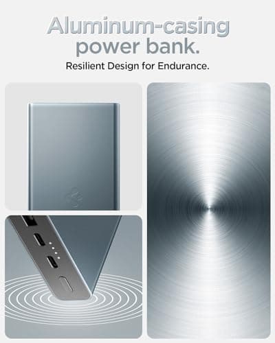 Spigen Power Bank 20000mAh Fast Charging, PD3.0 30W Fast Charging, 3Ports(1USB-A,2USB-C), Durable Alloy Material - Navy Blue 3
