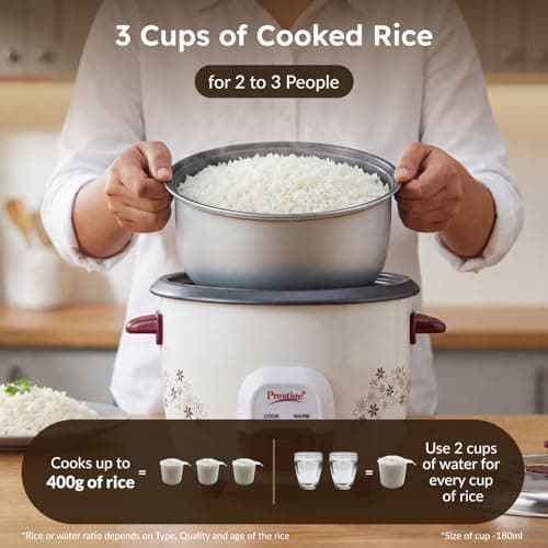 Prestige PRWO 1Liters Red Colour Rice Cooker 4