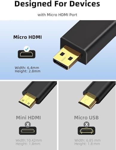 Swiztek 4K High-Speed Micro HDMI to HDMI Cable – Type D Male to Type A Female Adapter for GoPro Hero 5 & Raspberry Pi 4 (Not Micro USB) 3
