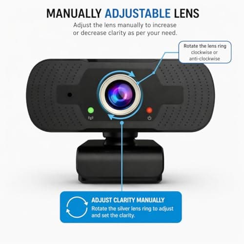 Full HD 1080P Webcam for PC & Laptop | USB Plug and Play Web Camera with Built-in Noise Cancellation Microphone | Online Classes, Video Conferencing & Streaming (Black) 2