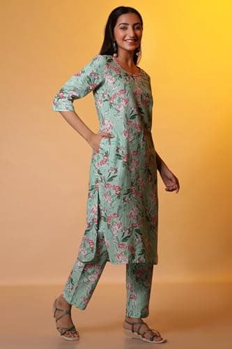 Aurelia Women Floral Print Rayon Co-Ord Kurta Set with Trousers_24FEAS14913_M 5