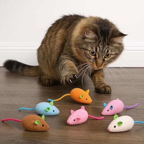 RvPaws Mouse Toy - 6 Pieces Cats Mouse Plush Cat Toys Realistic Cute Kitten Mice Filled Polyfill Rat for Cat 2