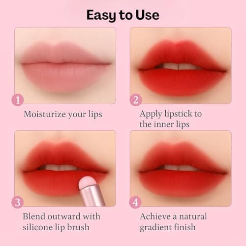 Flavizo 2 Pcs Silicone Lipstick Brush Applicator, Soft Flexible Lip Brushes for Lipstick Balm Gloss, Easy to Clean Lipstick Applicator and Concealer, Portable Lip Tool 5