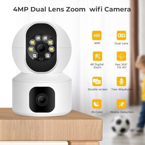 Guard Well 5MP Indoor WiFi Smart CCTV Camera for Home | 1080p HD | Color Night Vision | Motion Detection | Two Way Audio | Wireless Home Security Camera with Mobile App V380 Pro (CV Dual Lens) 2