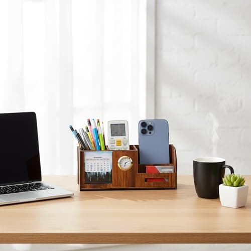 Deskart Stylish Pen Holder Stand with Clock, Two Years Calendar, Business Visiting Card & Mobile Holder | Multipurpose Desk Organizer for Office Desk and Gifting 6