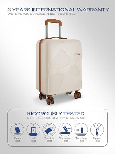 Safari Pentagon Pro 8 Wheels 55cm Cabin Size Trolley Bag, Hard Case Polypropylene, 360º Wheeling Small Carry-on Luggage, Suitcase for Travel, Trolley Bags for Travel, Luxury Beige 5
