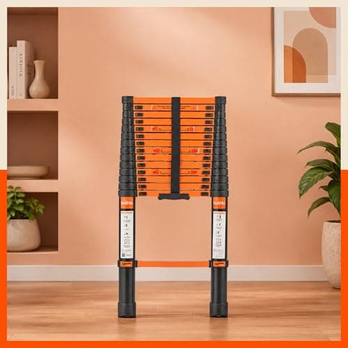 Bathla 14.5 ft Steel Telescopic Ladder | Portable & Compact | Foldable Multipurpose Step Ladder for Home & Outdoor use