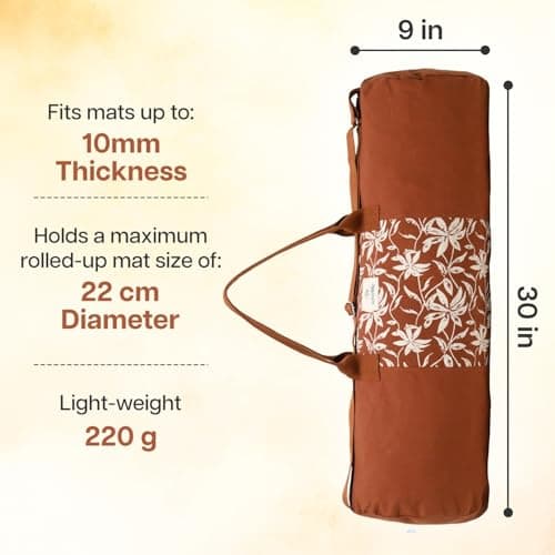 Wiselife Yoga Mat Bag for 10MM Mats – | Durable Cotton Canvas, Full Zip Closure, Adjustable Strap, Spacious Side Pocket | Yoga Mat Carry Bag for Men & Women 2