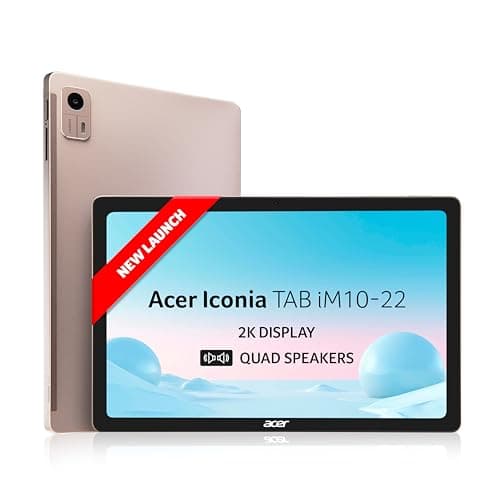 acer Iconia Tab iM10-22 | 10.36" 2K IPS Display, Quad Speakers, 8GB RAM + 256GB Storage, 16MP Rear + 8MP Front Camera, Fingerprint Reader, Wi-Fi + 4G LTE(Calling), Android 14, Slim Metal Body, Gold