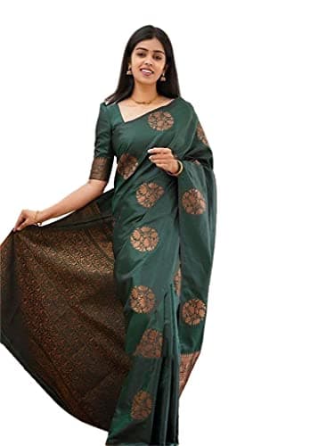 Yashika Women's Banarasi Cotton Silk Jacquard Saree (MUDRA Green