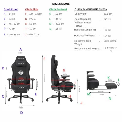 Dr Luxur® 2026 Edition Weavemonster Ergonomic Gaming Chair | Chair For Office Work | Honeycombed Fabric | Magnetic Neck Pillow | Portable Lumbar Pillow | Footrest | 4D Armrest with 180 Recline (Black) 2