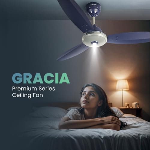 ACTIVA Gracia 1200mm BLDC Ceiling Fan with LED Light, 28W Energy Saving BEE 5 Star Rated Motor, 3 Wider Blades, Full Remote Control, Silent Operation come with 5 Year Warranty (Sparkle Blue) 3