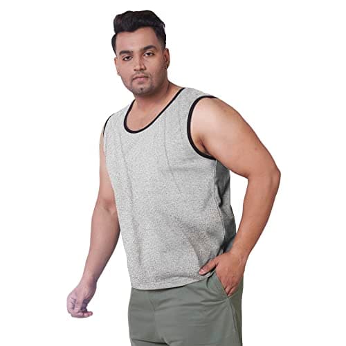 VAISHVIK Mens plussize Sleeveless Tshirt Sando Tank top 10xl 62 inches India Branded Grey Melange 2