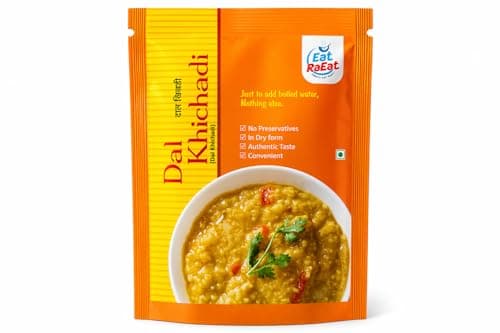 Raeat Instant Dal Khichdi – Ready to Eat Meal | Just Add Hot Water | Healthy Khichdi | No Preservatives | Travel Friendly Indian Food | Quick Veg Meal (Serves 2)