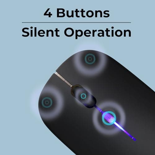 ZEBRONICS Blanc Slim Wireless Mouse with Rechargeable Battery, BT + 2.4GHz, 4 Buttons, 800/1200/1600 DPI, Silent Operation, Multicolor LED Lights 6