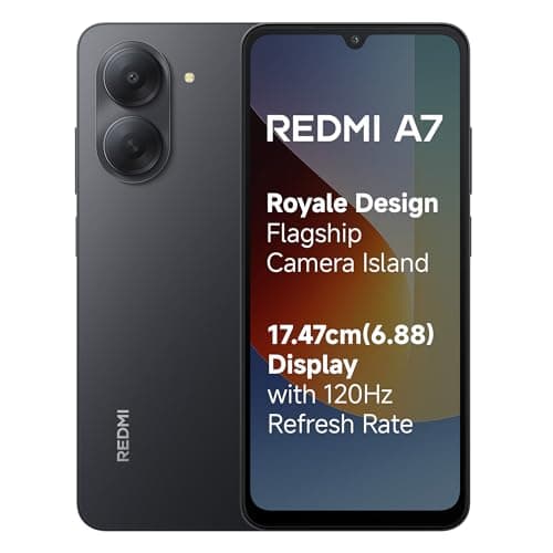 REDMI A7 4G (Black, 3 GB RAM, 64GB Storage) | Large 17.48cm (6.88) Smooth 120Hz Display | 5200mAh 2-Day Battery | Royale Design | Charger in the Box