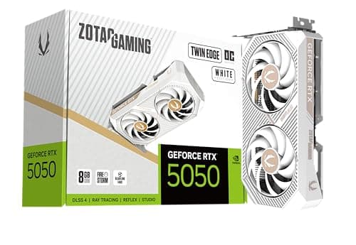 ZOTAC Gaming GeForce RTX 5050 Twin Edge OC Graphics Card - White | 8 GB | DLSS 4 | GDDR6 | 128 bit | Dual Fan | 2560 CUDA Cores | ZT-B50500Q-10M | Only Graphics Card with 5 Year Warranty