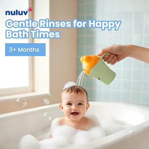 Nuluv Baby Shampoo Cup, Gentle Water Rinser for Bathing, Soft Spout and Easy-Grip Handle, BPA-Free and Safe for Babies and Toddlers, Fun Cat Design, 0+ Months 3
