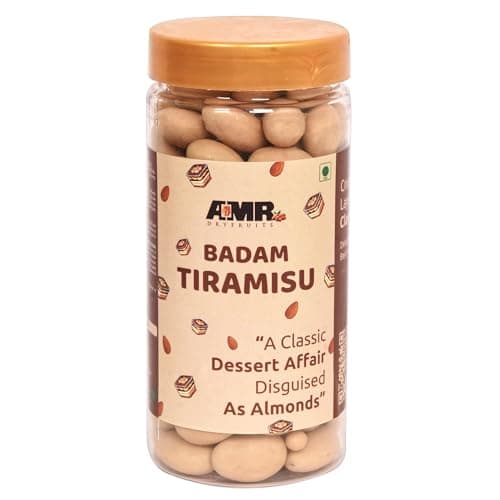 AMR DRYFRUITS Tiramisu Almonds (Badam) 250g | Coffee & Cocoa Flavoured | Dessert-Inspired Healthy Snack | Guilt-Free Indulgence | No Preservatives | Pack of 1