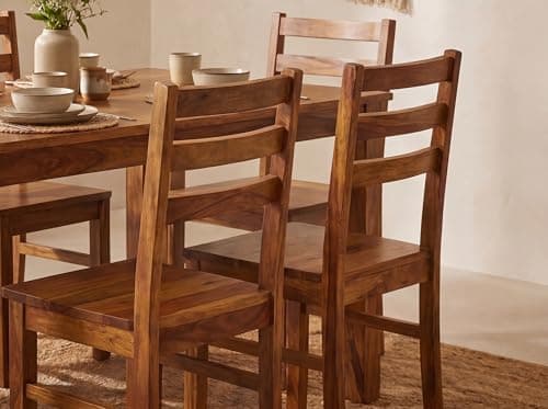 DecorNation Myra Solid Wood Dining Table Set 6 Seater for Home & Kitchen | Premium Wooden Dining Table with 6 Chairs | Natural Finish | Modern Dining Furniture 2