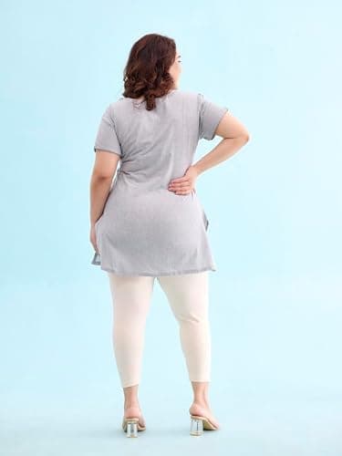 GO COLORS Soft Cotton Stretch Cropped Leggings for Women | Breathable, Mid Rise, Ecru 5
