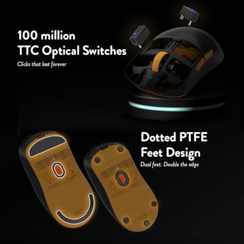 Cosmic Byte Aether Tri-Mode Wireless Gaming Mouse | 2.4GHz + Bluetooth + Wired | Pixart PAW3311 Sensor | 12000 DPI | 1000Hz Polling | 55g | 100M TTC Optical Switches | Replaceable Battery (Black) 4