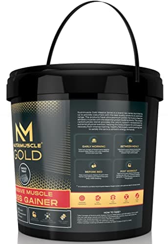 Nutrimuscle Massive GOLD Muscle Mass Gainer - 12 Lbs - 5.44 Kgs Choco Treat | Contains Complex Carbohydrates, BCAA, Digestive Enzymes & Essential Vitamins & Minerals | MADE IN INDIA 2